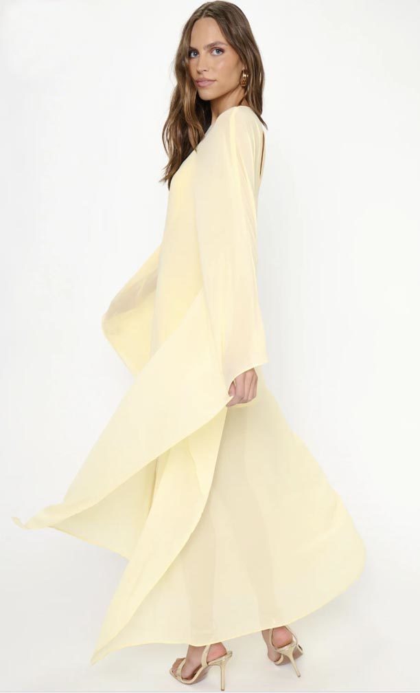 MUMU Olsen Maxi Dress yellow sheer