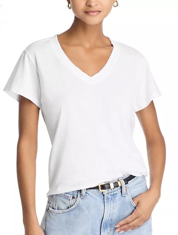 white V Neck Tee for hot weather fountainof30