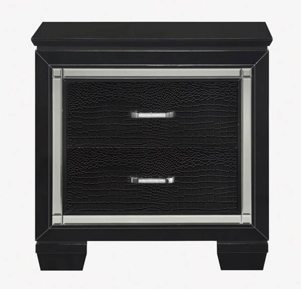 Black faux alligator-embossed nightstand for Fall 2026 home decor
