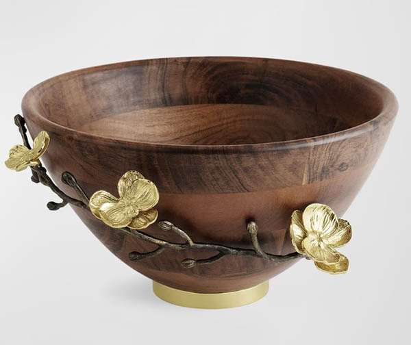 Gold orchid bowl for an opulent home decor accent