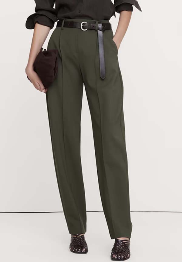 olive High-Rise Slim Drapey Ponte Pull-On Pants fountainof30
