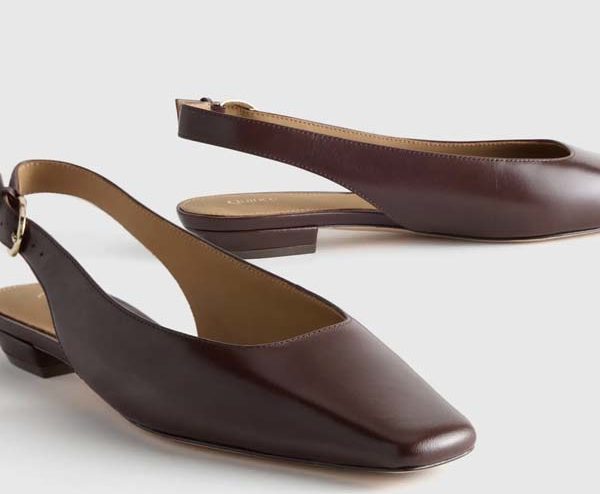 flat leather Slingback brown