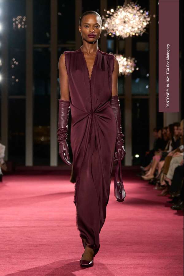 Red Mahogany at Michael Kors Fall 2026 New York Fashion Week. fountainof30