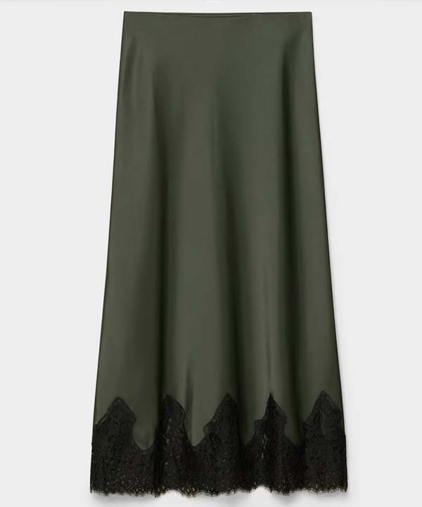 Satin slip Skirt with lace summer to fall wardrobe fountainof30