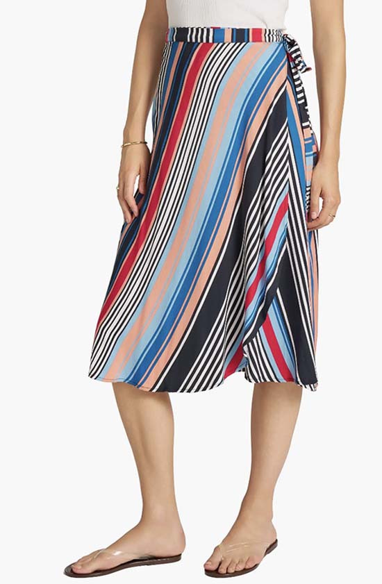 stripe wrap midi skirt fountainof30