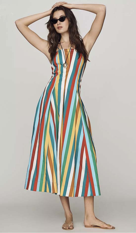 colorful stiped midi dress fountainof30