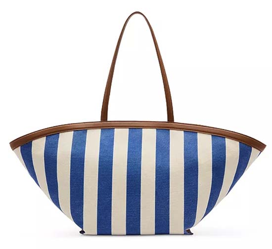 Large Striped Canvas Tote blue white fountainof30