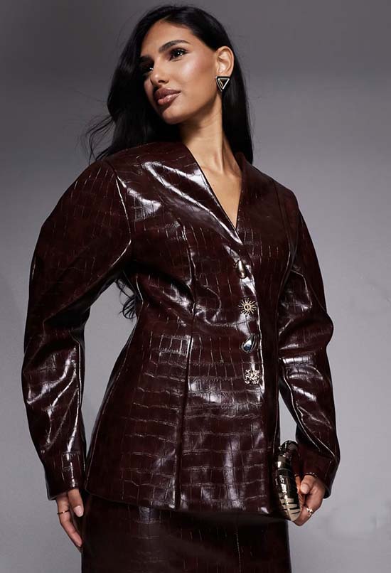 ASOS LUXE Croc Structured Blazer