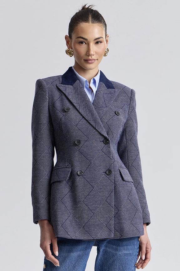 Avec Les Filles Basketweave Hourglass Blazer