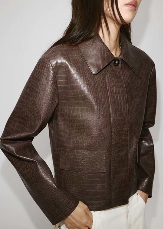 Mango Croc-effect Faux Leather Jacket