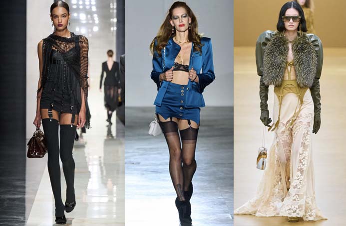 garter belts at Dolce & Gabbana, Andreas Kronthaler for Vivienne Westwood, Zimmermann