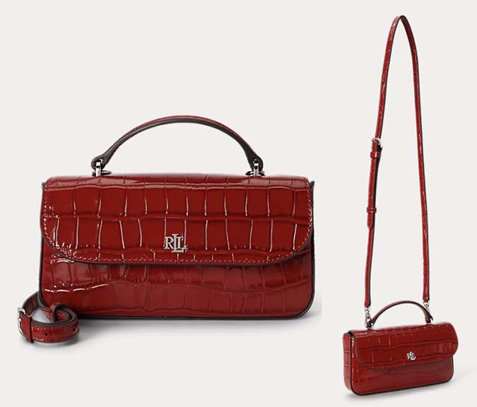 red Croc-Embossed Marcy Crossbody Wallet