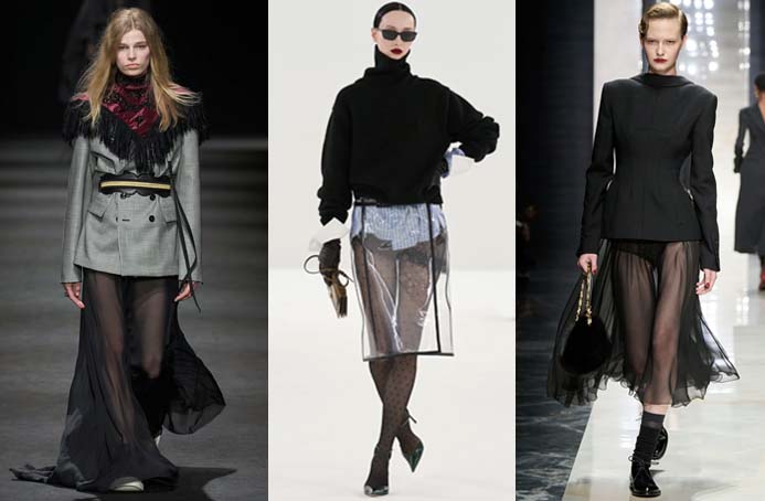 sheer skirts Ann Demeulemeester, Tom Ford, Dolce & Gabbana fall 2026
