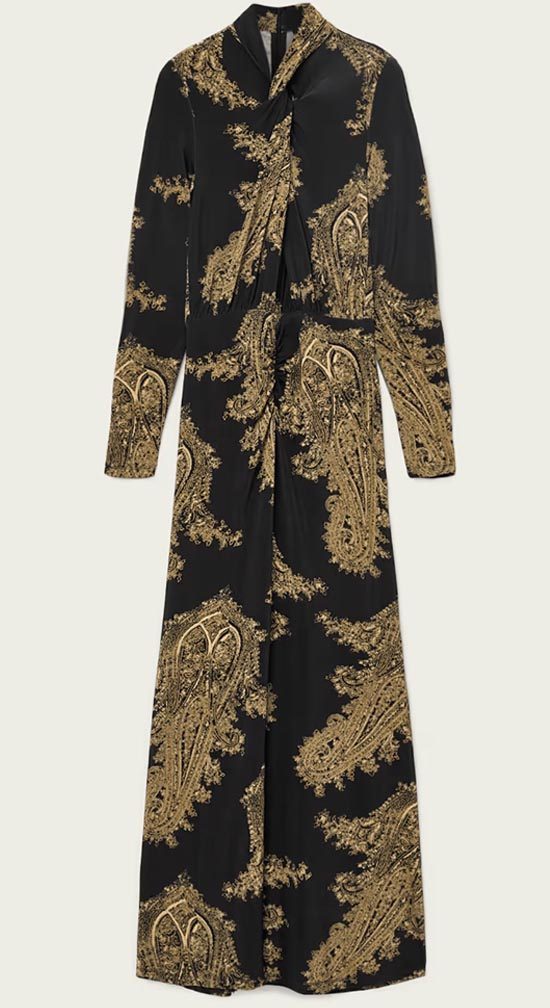 paisley A-Line Maxi Dress gold black fountainof30