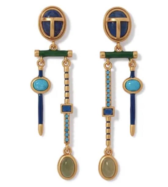 Egyptian Heart Scarab Chandelier Earrings fountainof30