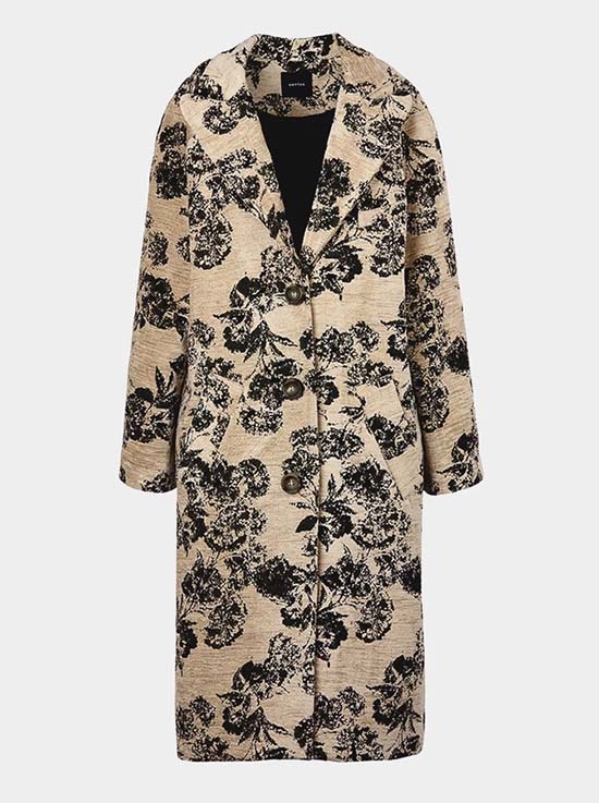 Floral Jacquard cocoon coat fountainof30