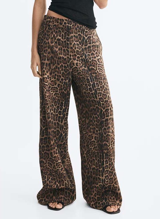 Wide-Leg Dress brown and black leopard print pants fountainof30
