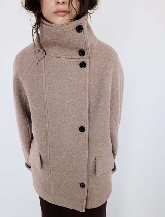 Wool Funnel-neck Coat