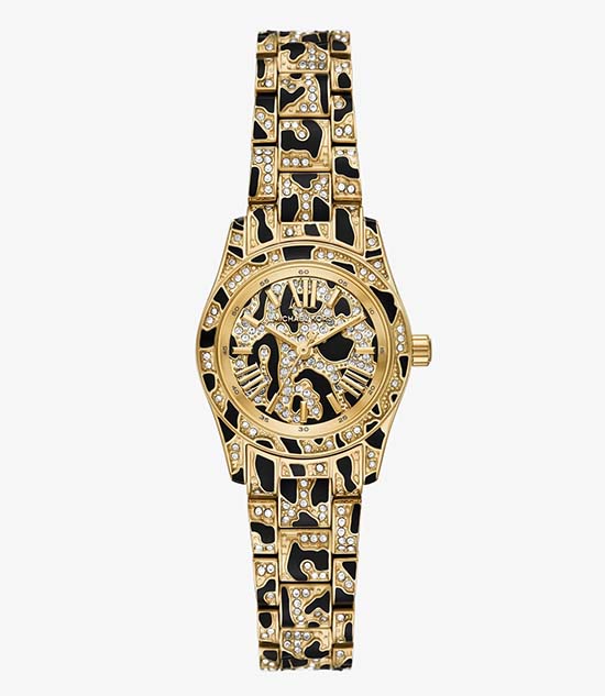 Michael Kors Petite Lexington Pavé Animal Print watch