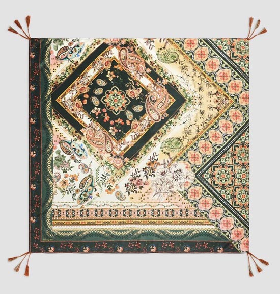 Printed tassel Silk Scarf 20s trend fountainof30
