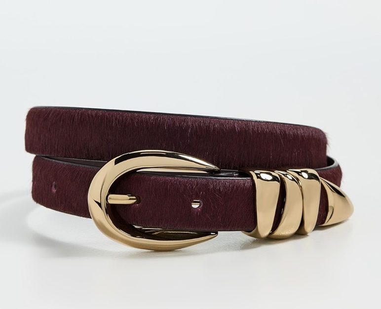 Madewell Triple Metal Keeper Belt, Cabernet Haircalf