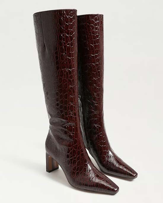 Knee High Boot Merlot Croc